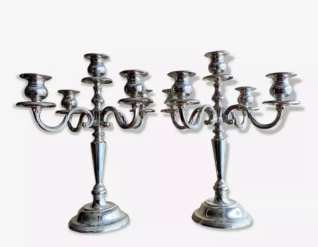 Important Pair Of Silver Metal Candlesticks-photo-3