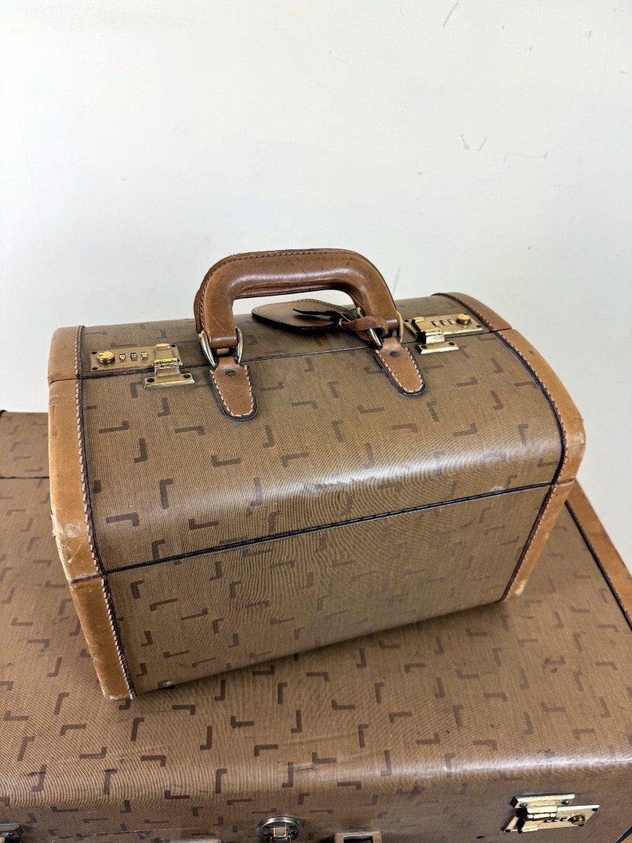 Bagages Vintage De Chez Lancel A Paris Comprenant 2 Valises Et 1 Vanity -photo-2