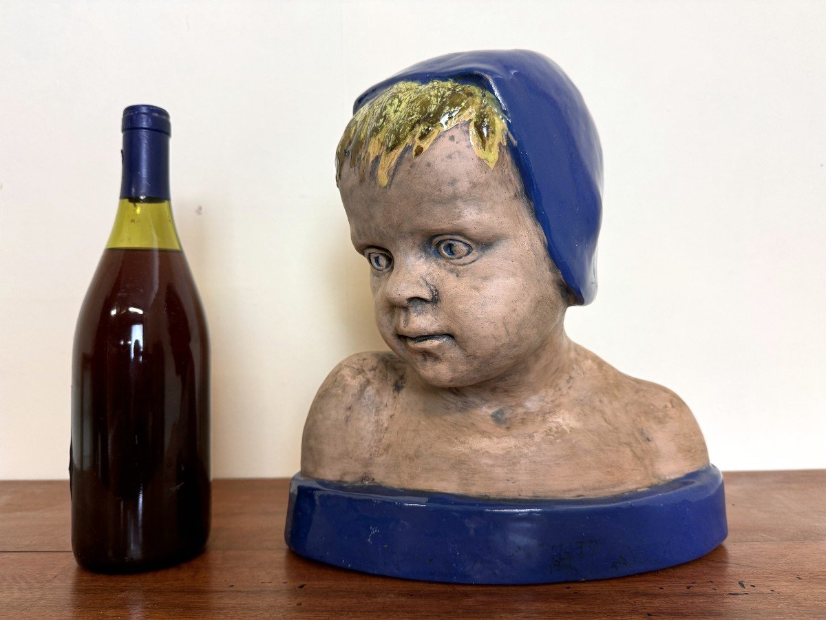 Terracotta Bust Of A Child Signed Gelmetti-photo-1