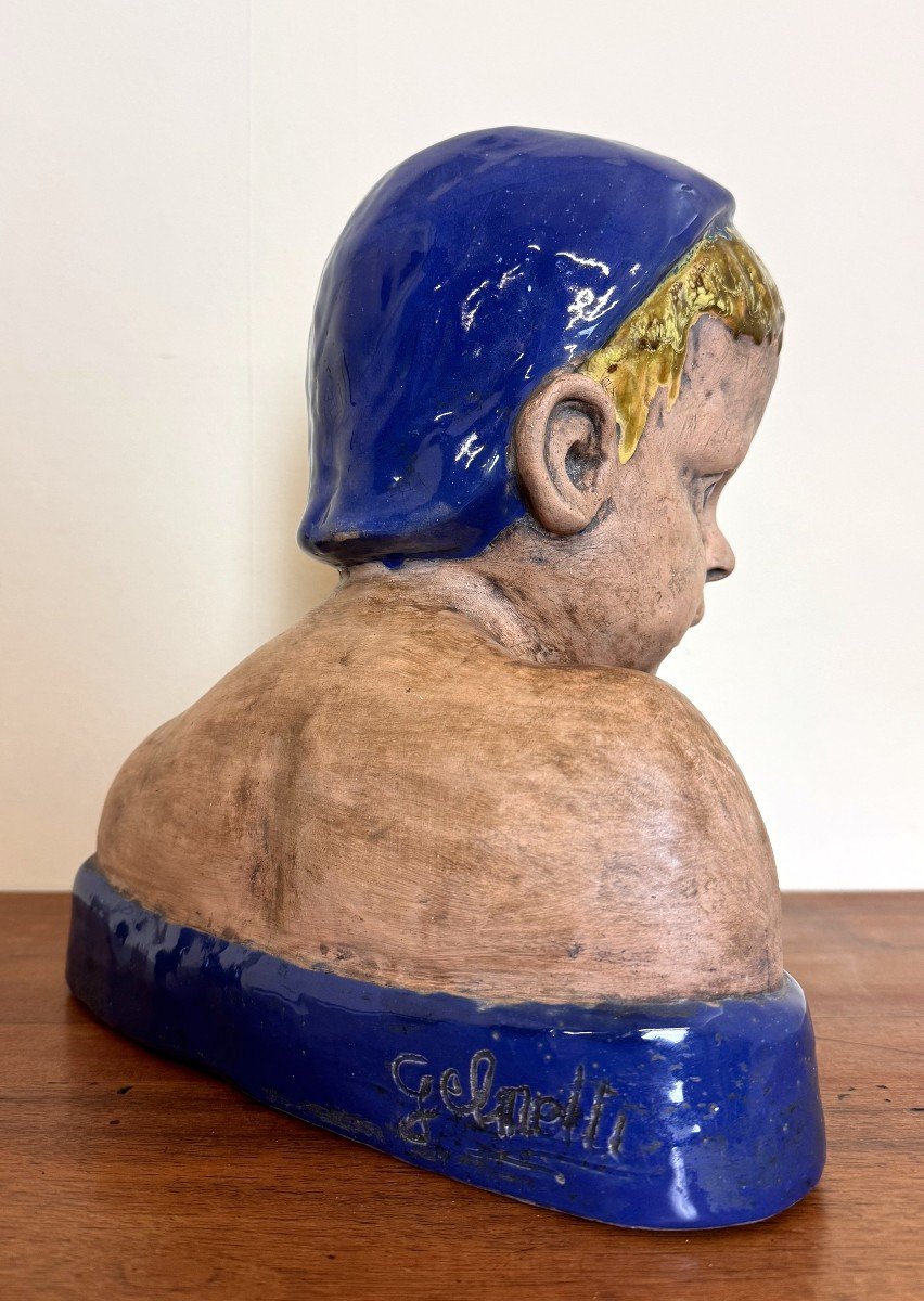 Terracotta Bust Of A Child Signed Gelmetti-photo-4