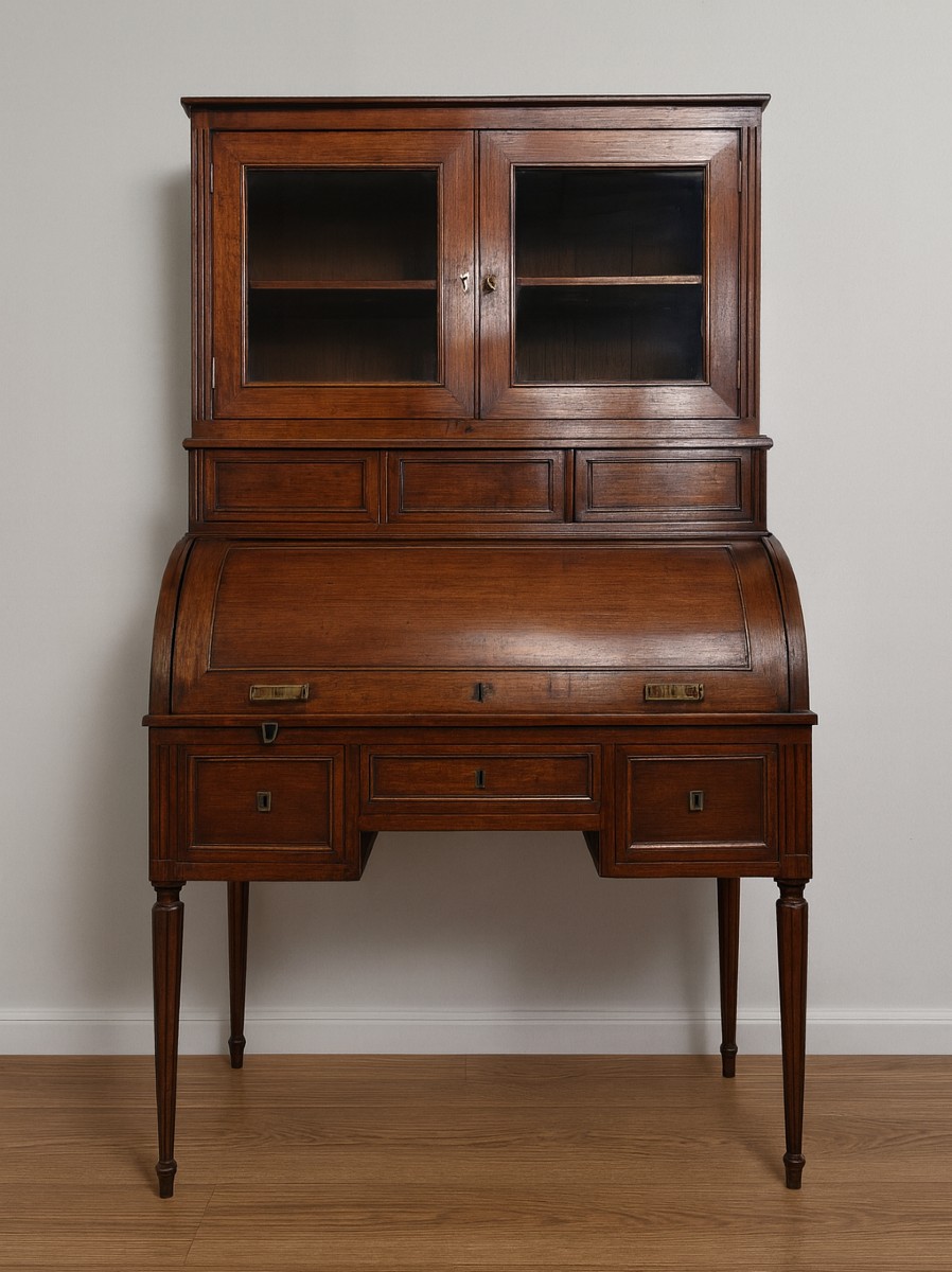 Louis XVI Period Cylinder Desk In Solid Cuban Mahogany Circa 1760