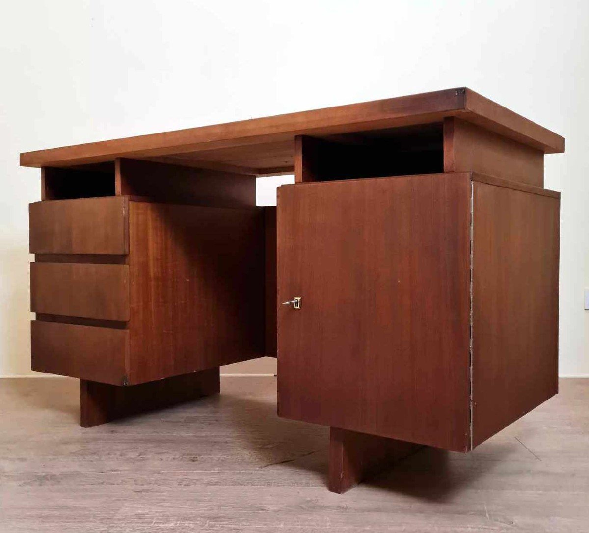 Beautiful Scandinavian Center Desk In Teak With A Beautiful Original Patina Circa 1960