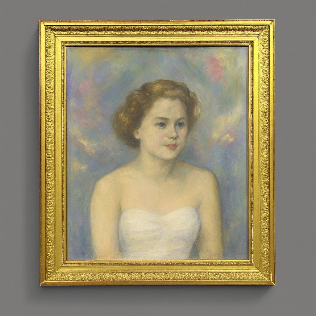 Mano Miguet école Moderne Vers 1950 Pastel Figurant Un Portrait De Femme  Signé En Bas A Gauche