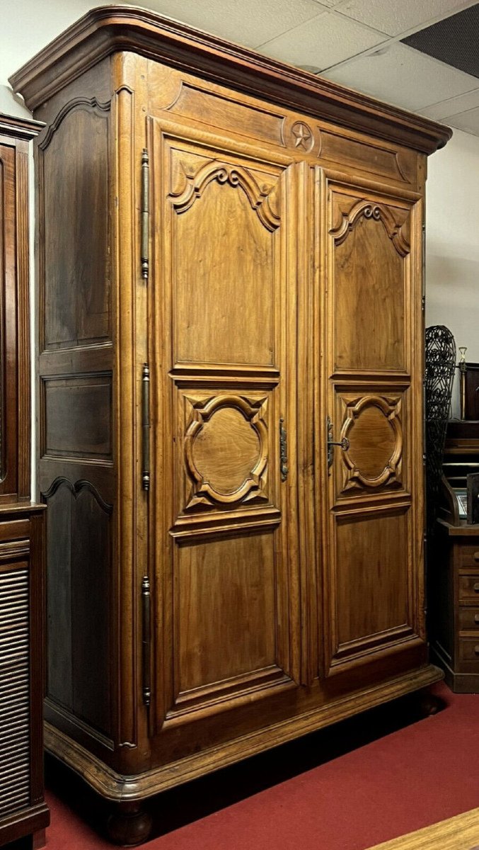 Importante Armoire Lyonnaise époque Louis XIV En Noyer Massif -photo-2