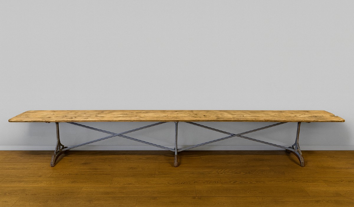 Monumentale Table De Bistrot Ou De Guinguette En Bois Et Fer / 448cm  