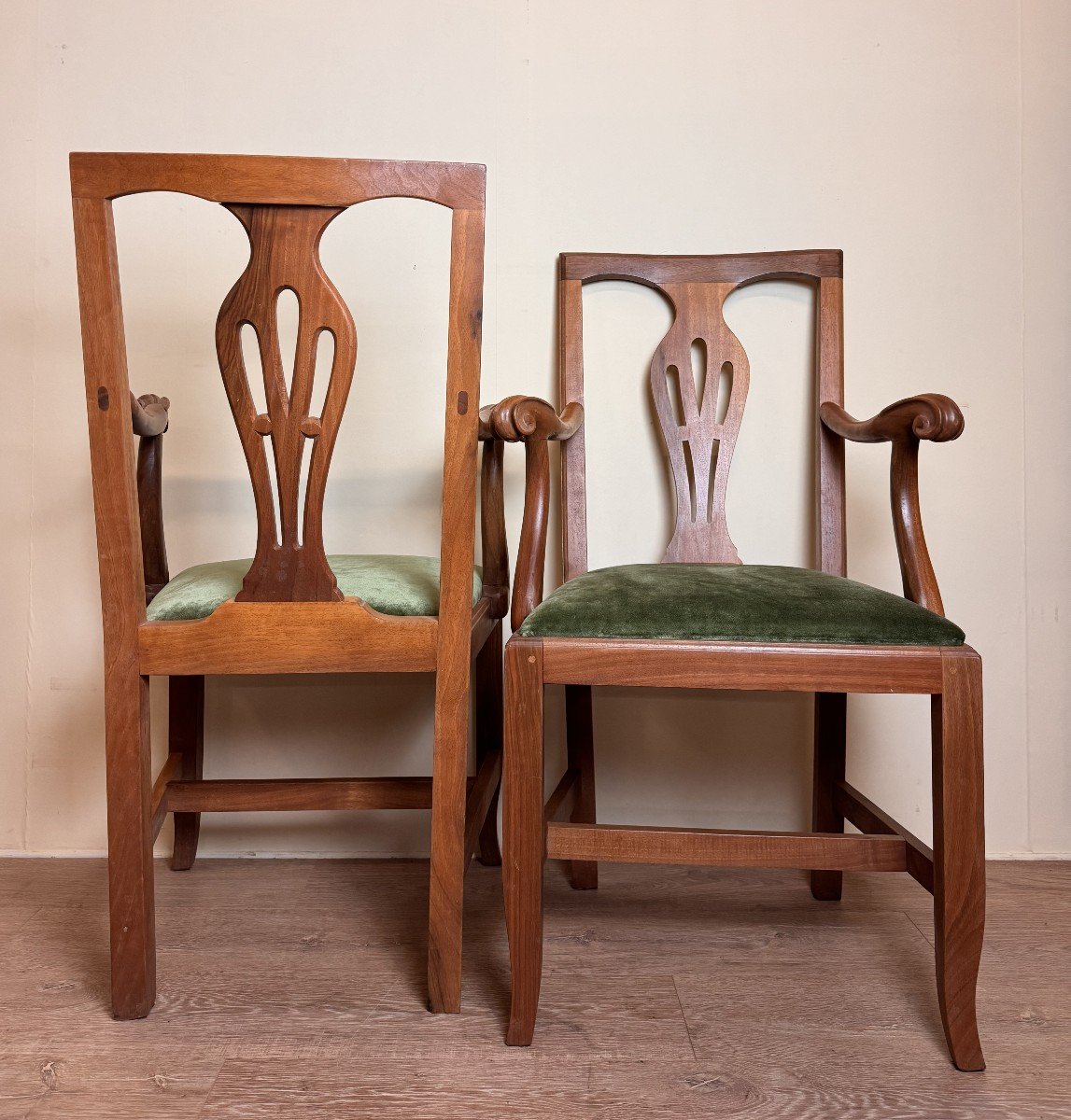 Pretty Pair Of English Office Armchairs In Fruit Wood Circa 1880 -photo-3