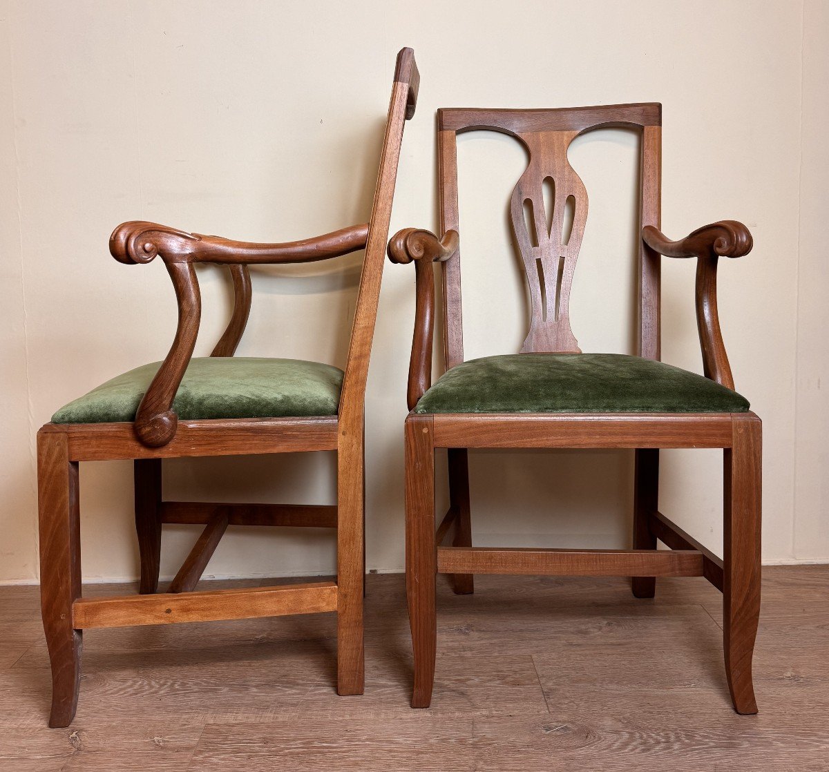 Pretty Pair Of English Office Armchairs In Fruit Wood Circa 1880 -photo-4