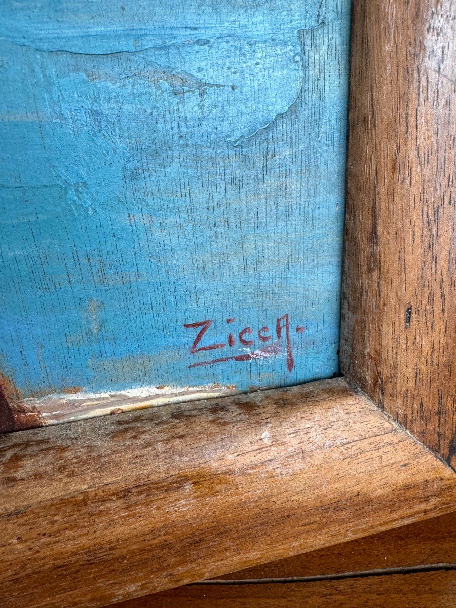 Le Port De Saint Tropez : Huile Sur Panneau Signée De Zicca -photo-5