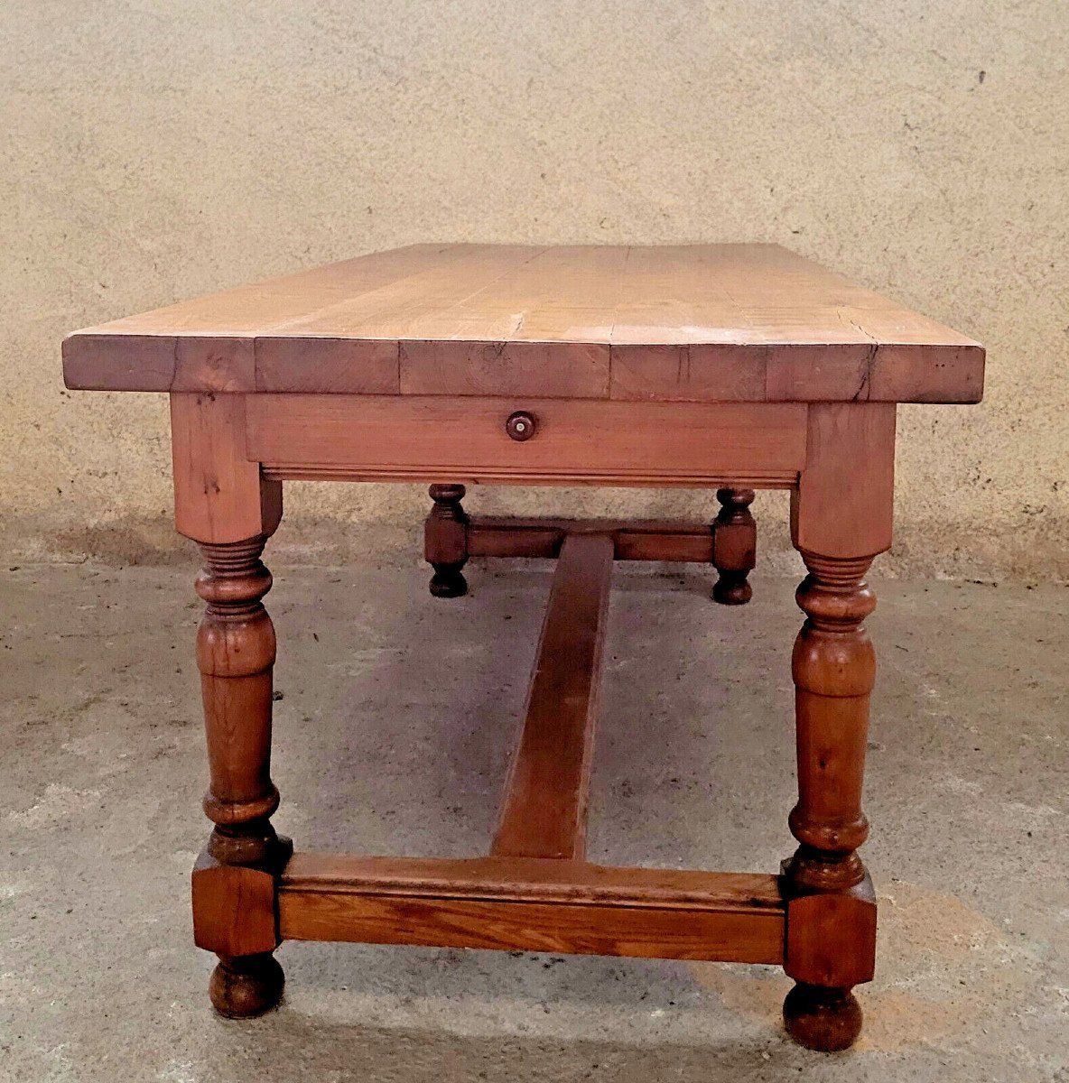 Large Louis XIII Style Farm Table In Cherry Wood -photo-1