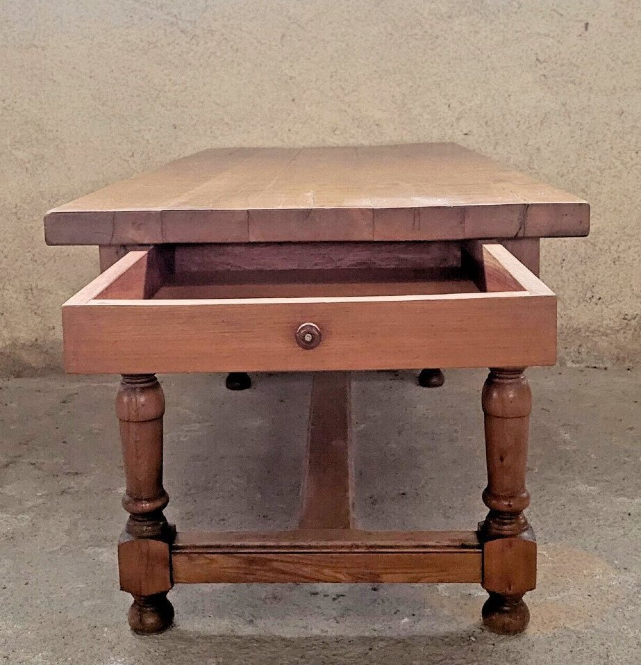 Large Louis XIII Style Farm Table In Cherry Wood -photo-3