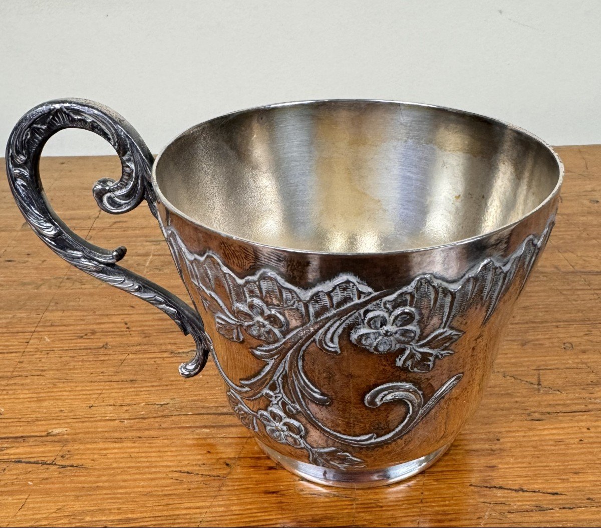 Gallia: Large Selfish Cup With Its Silver Metal Saucer-photo-6