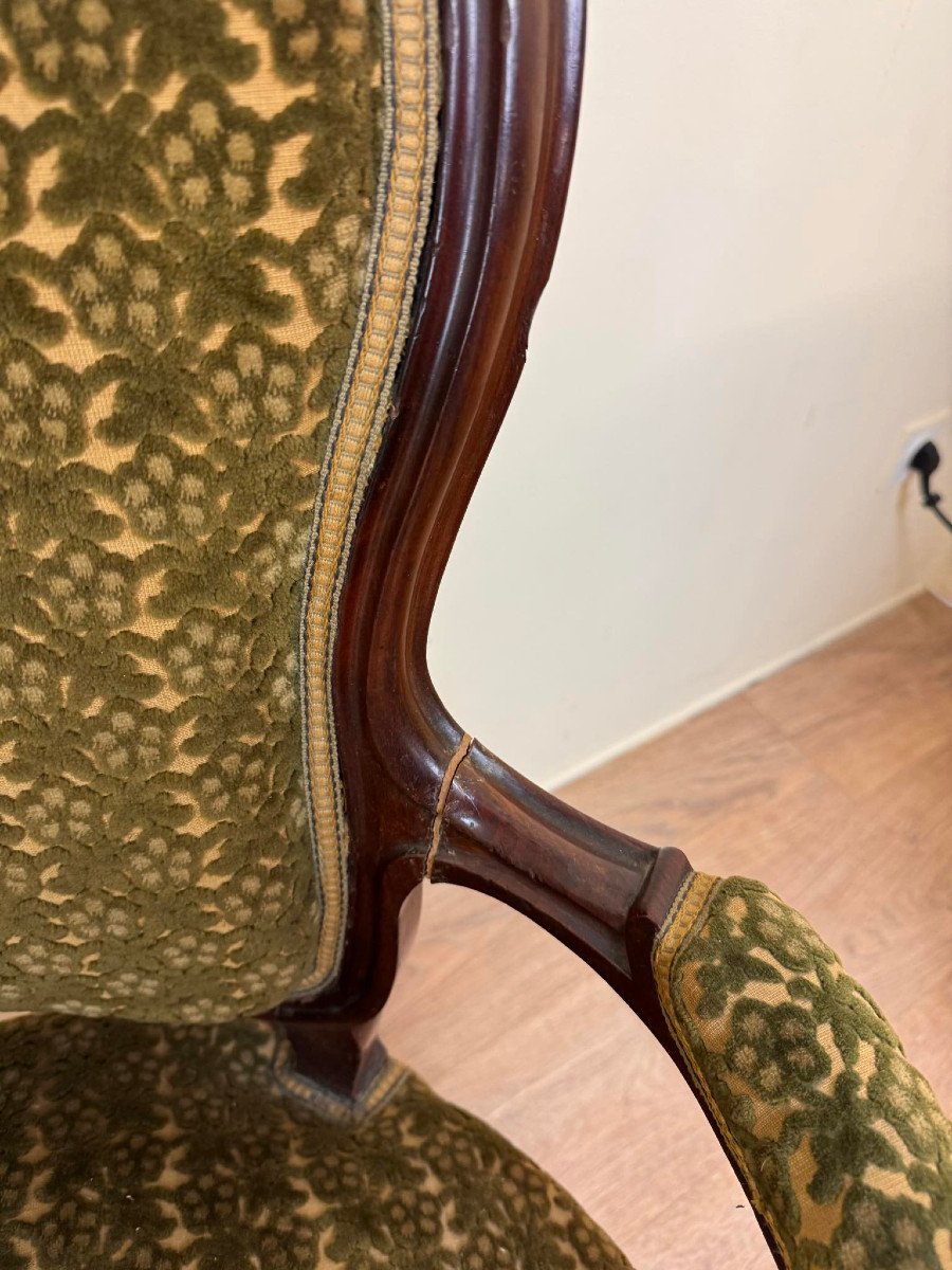 Pair Of Louis XV Style Armchairs In Mahogany 19th Century-photo-3