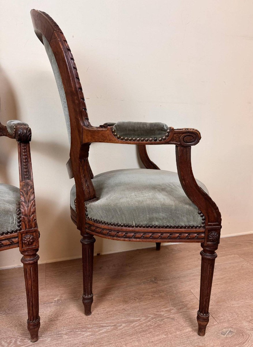 Pair Of Louis XVI / 19th Century Style Armchairs-photo-7