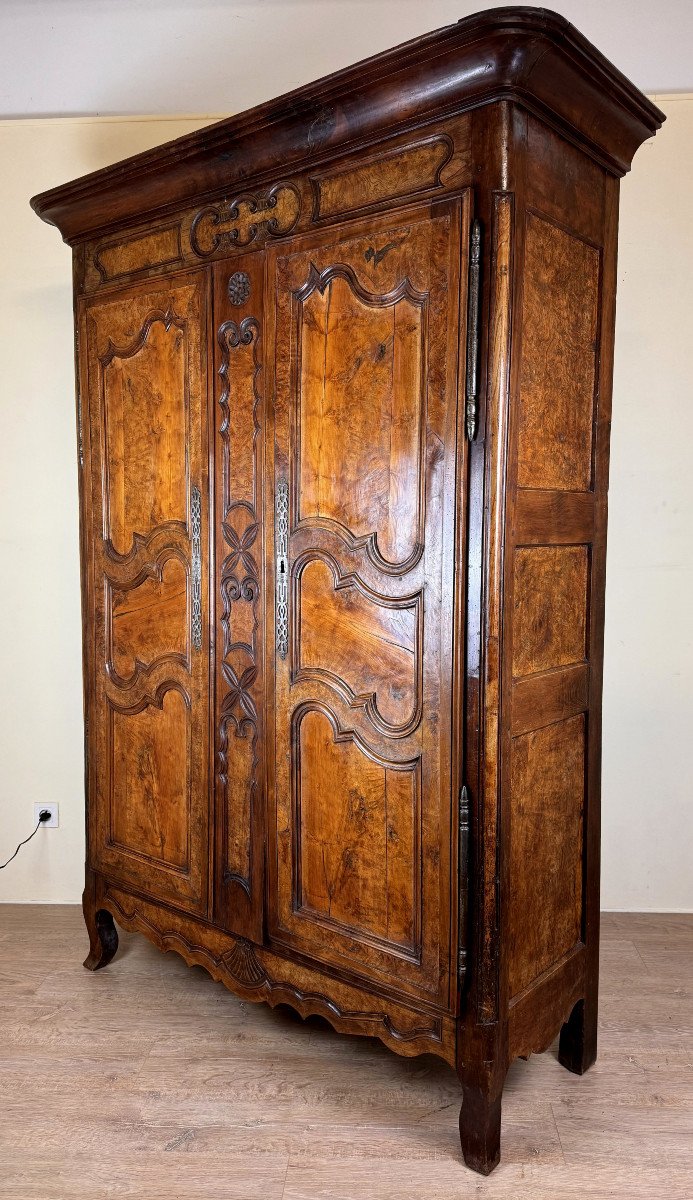 Armoire &eacute;poque Louis XV En Noyer Et Orme-photo-7