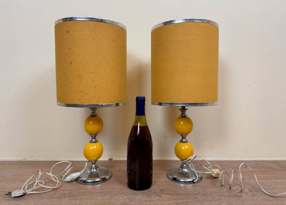  Pair Of Vintage Chevron Table Lamps 1970 (b)-photo-1