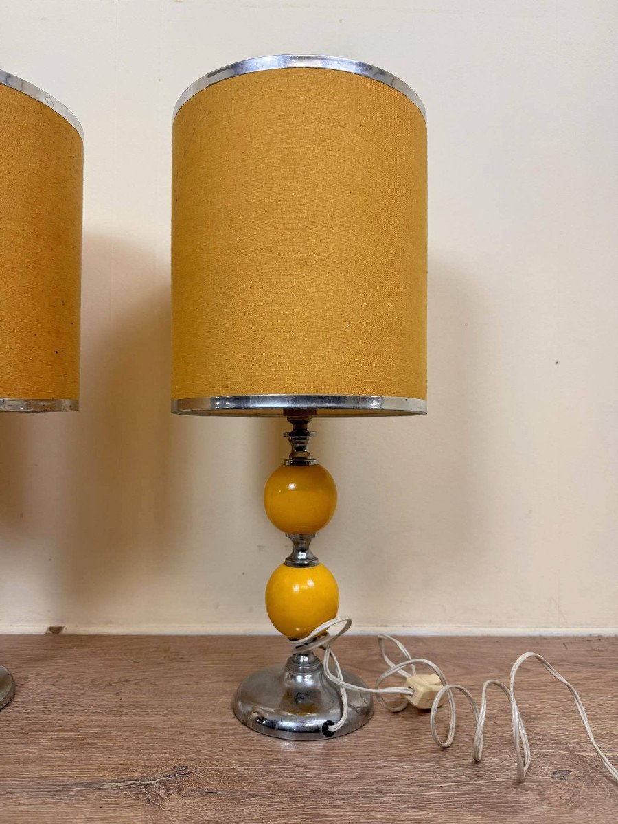  Pair Of Vintage Chevron Table Lamps 1970 (b)-photo-2