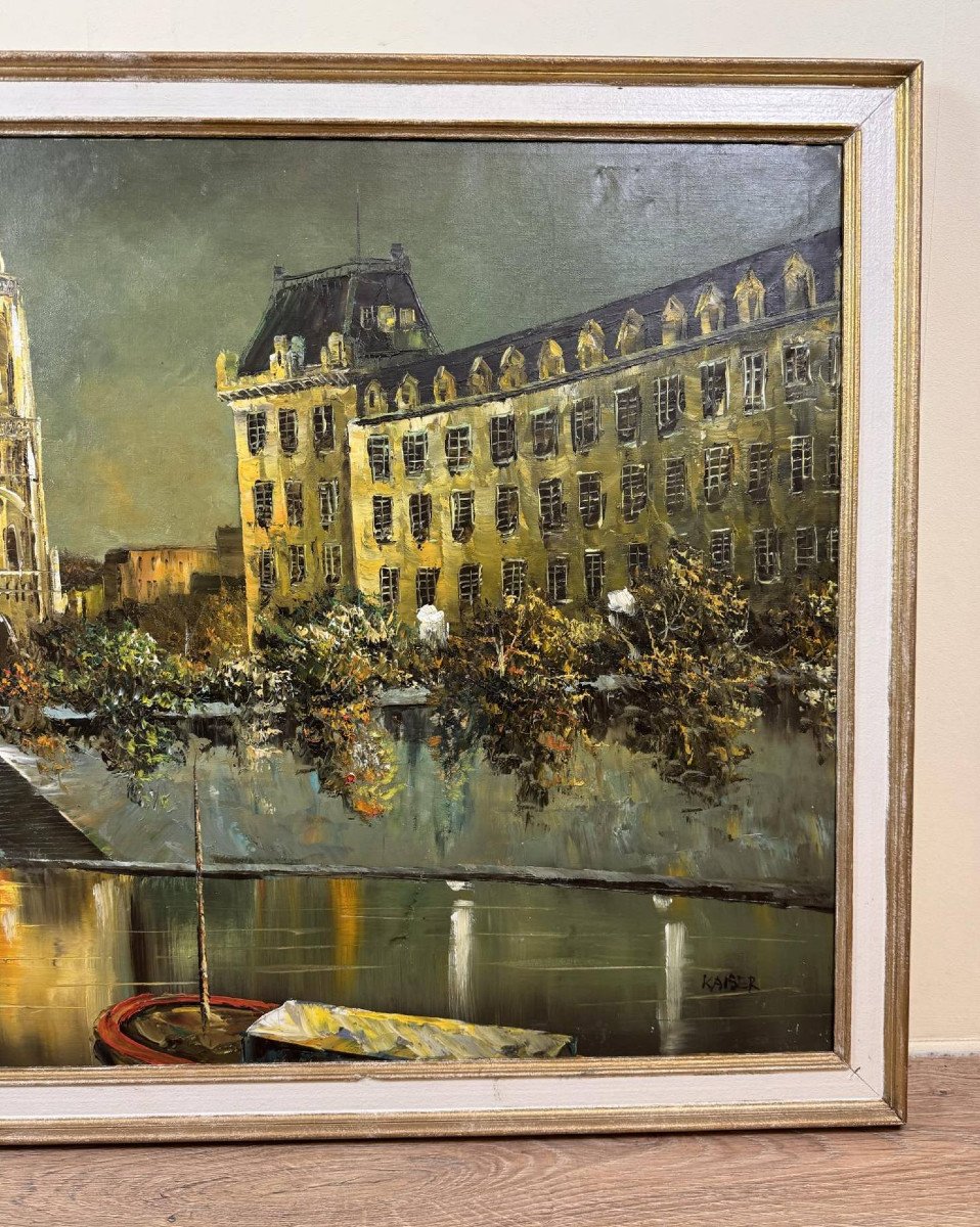 Richard Kaiser: Oil On Canvas View Of Notre Dame-photo-3