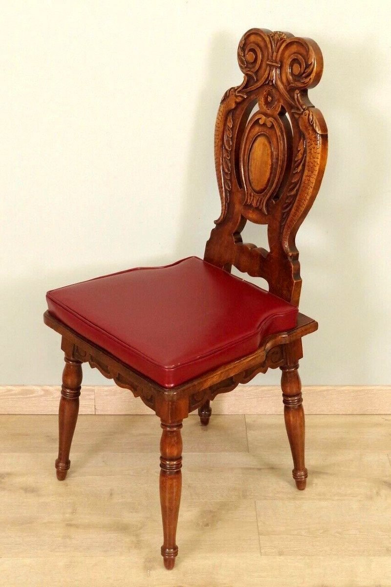 Series Of Six Fully Carved Renaissance Style Chairs -photo-2