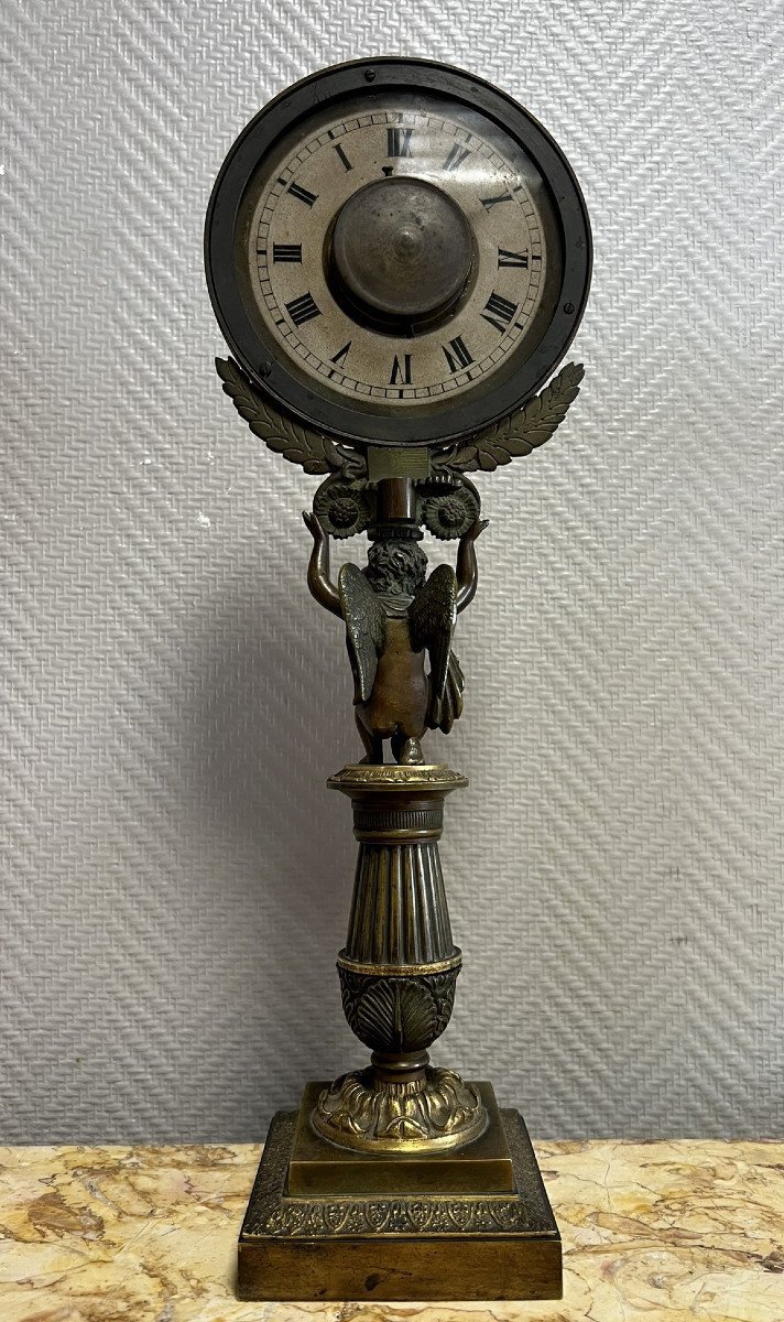 Nightlight Clock In Patinated Bronze Charles X Period -photo-5