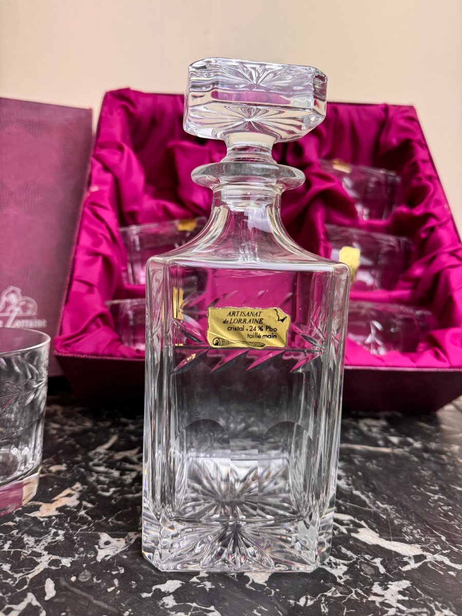 Cristal De Lorraine : Service A Whisky Avec Coffret d'Origine-photo-3