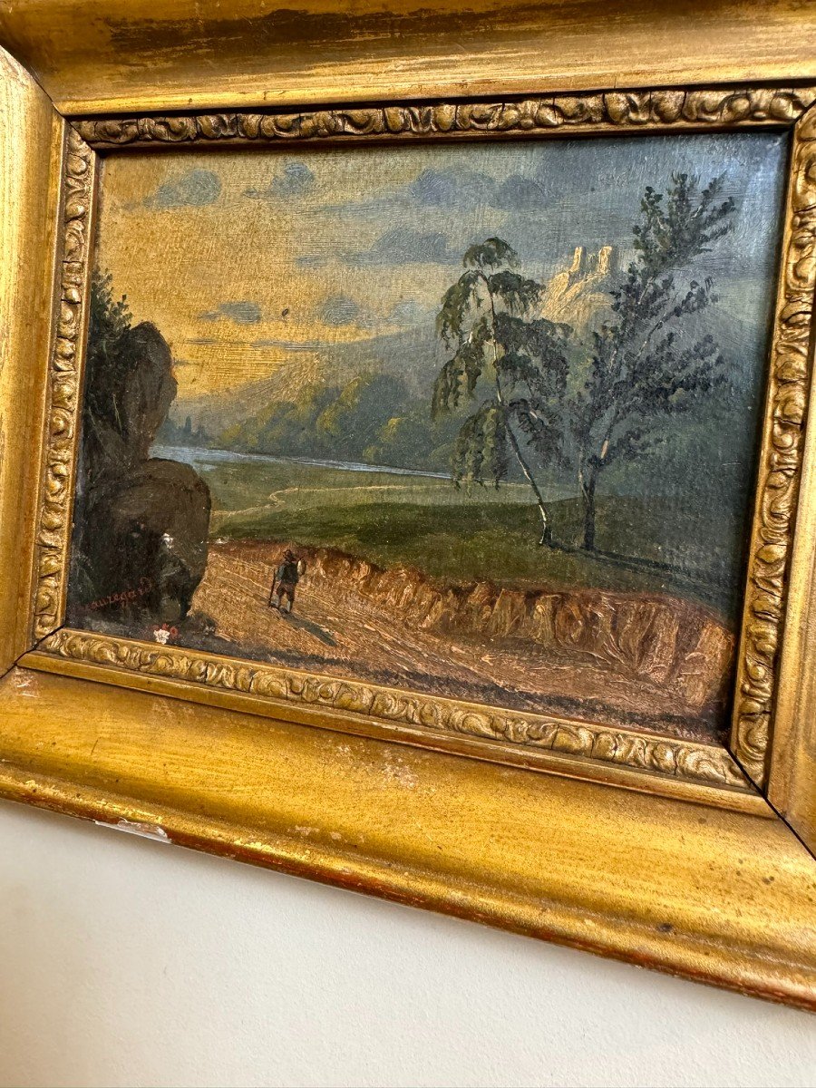 école Française 1850 : Huile Sur Panneau Signée Beauregard    -photo-3