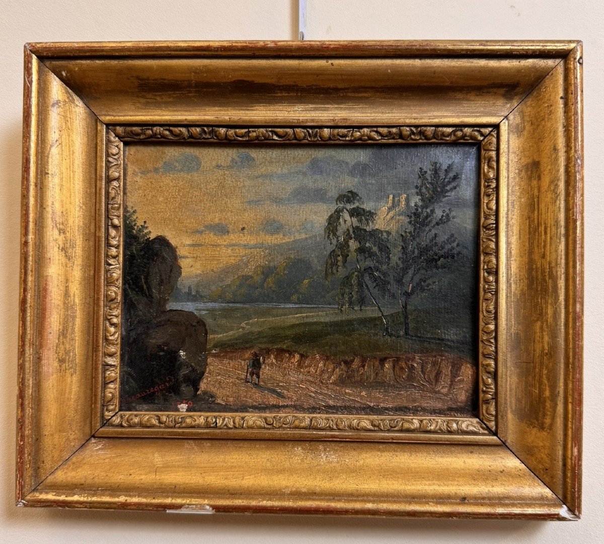 école Française 1850 : Huile Sur Panneau Signée Beauregard    