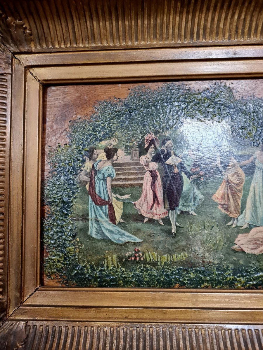 Peinture Romantique Huile Sur Panneau époque XIXème  -photo-2