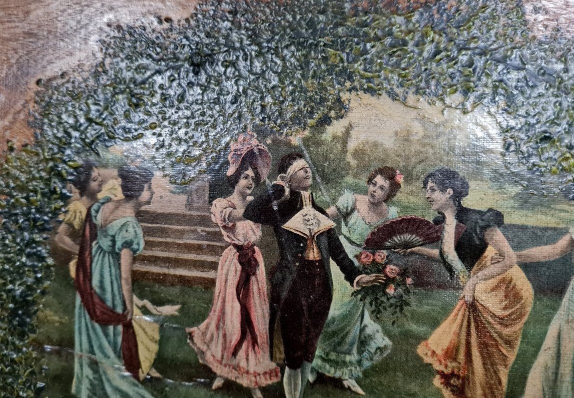 Peinture Romantique Huile Sur Panneau époque XIXème  -photo-3