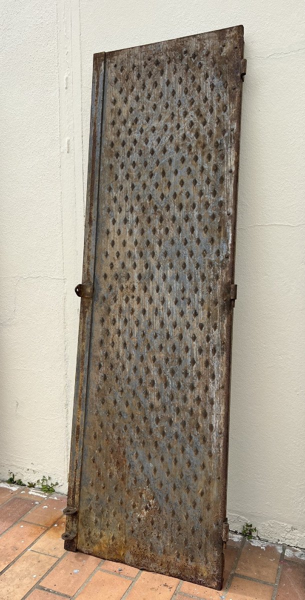 Industrial Design: Rare Studded Cast Iron Security Door For Private Premises -photo-1