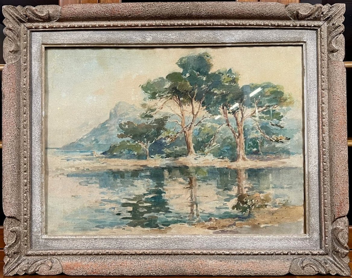 Gilbert Galland (1870-1956): Watercolor Representing The Calanque De Sormiou In Marseille