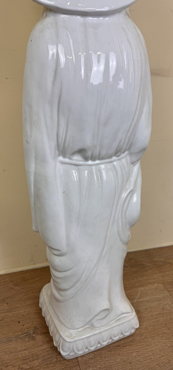Very Large Chinese White Porcelain Statue / Height 107 Cm (b)-photo-2
