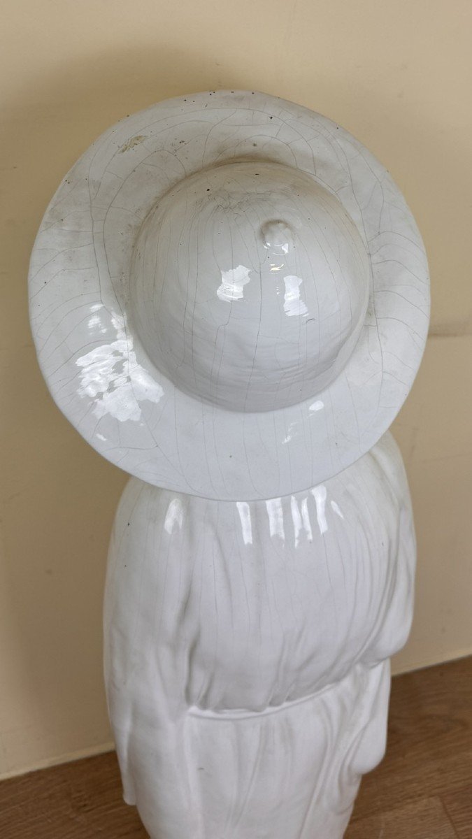 Very Large Chinese White Porcelain Statue / Height 107 Cm (b)-photo-3