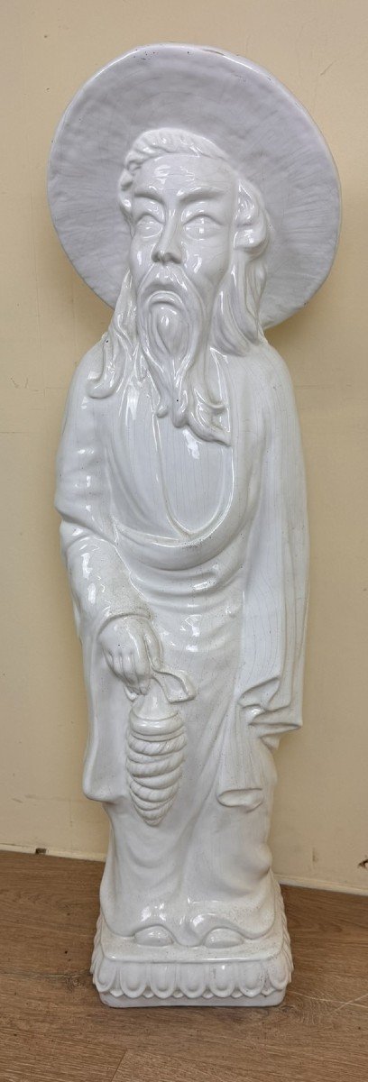 Very Large Chinese White Porcelain Statue / Height 107 Cm (b)