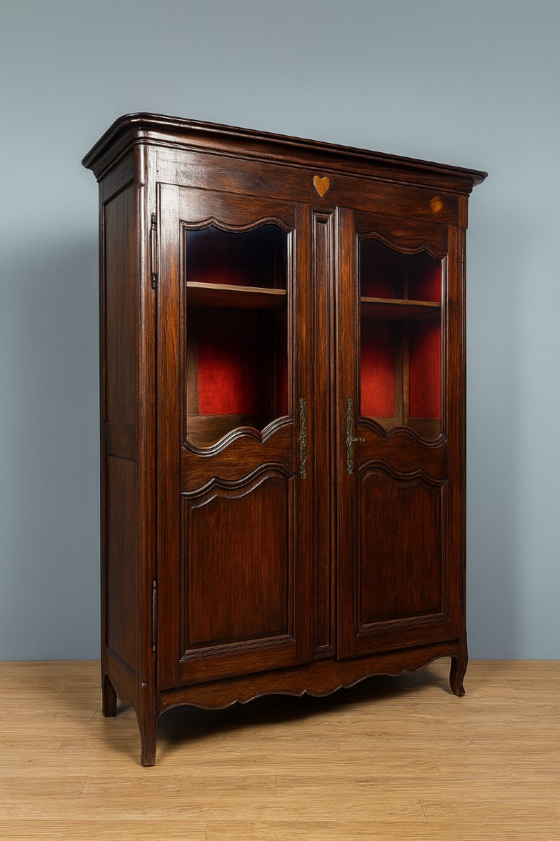 Louis XV Style Bookcase In Walnut, Oak And Beech 
