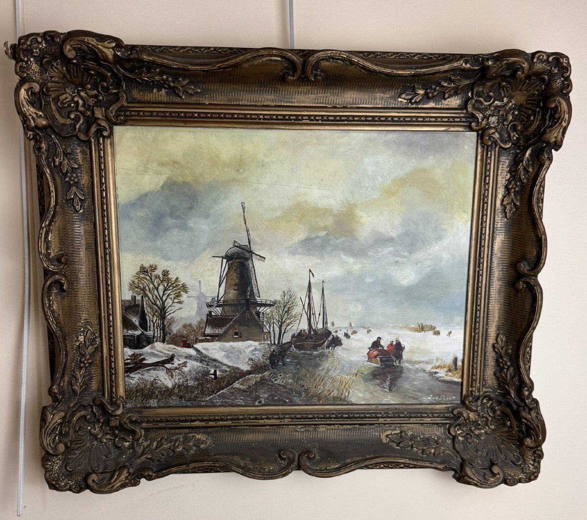 Huile Sur Panneau Paysage Hivernal 