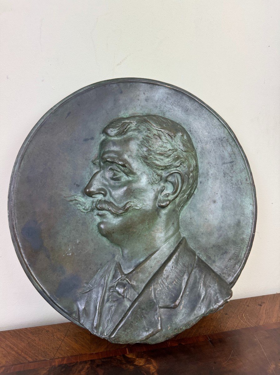 Charles-louis Picaud: Bronze Tondo Signed And Dated -photo-2