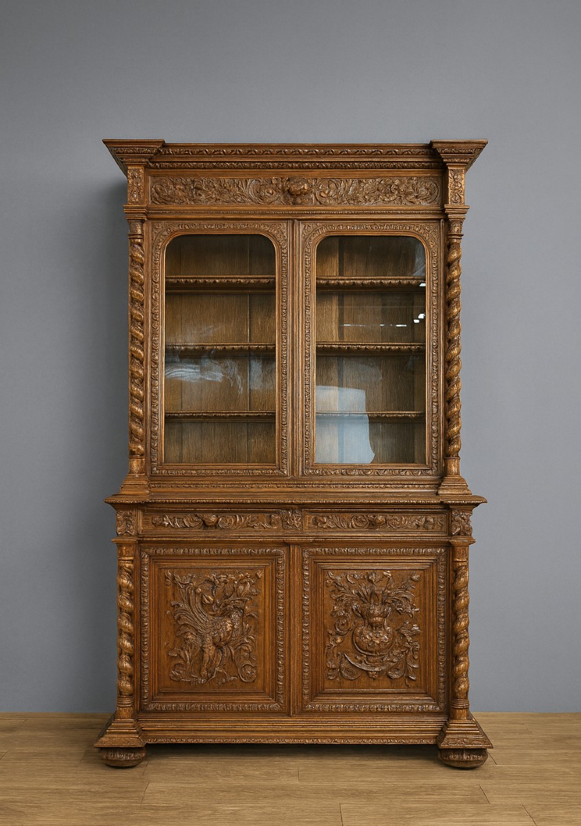 Bibliothèque De Pavillon De Chasse Style Renaissance En Chêne 