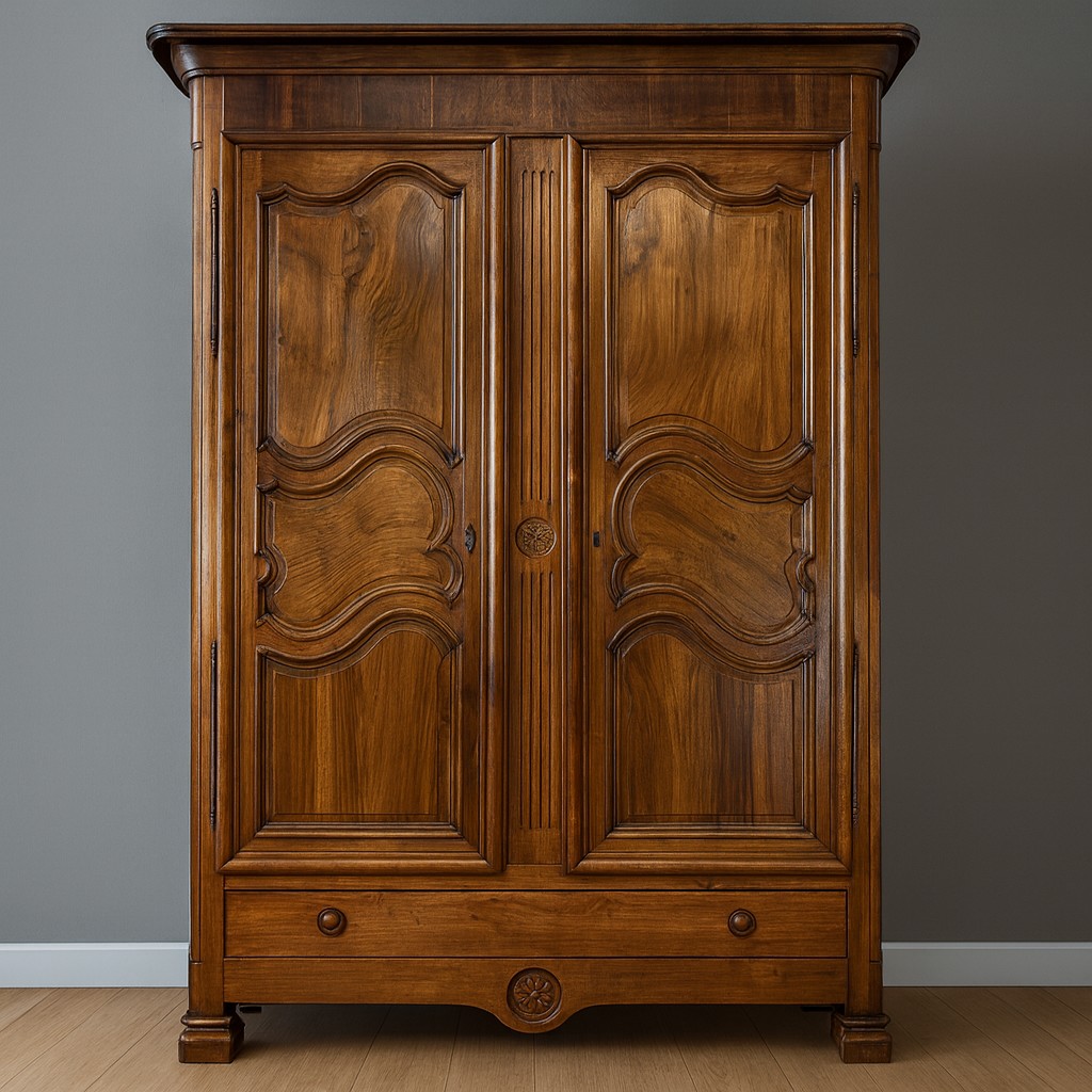 Louis XV - Louis XVI Transition Period Wardrobe In Walnut 