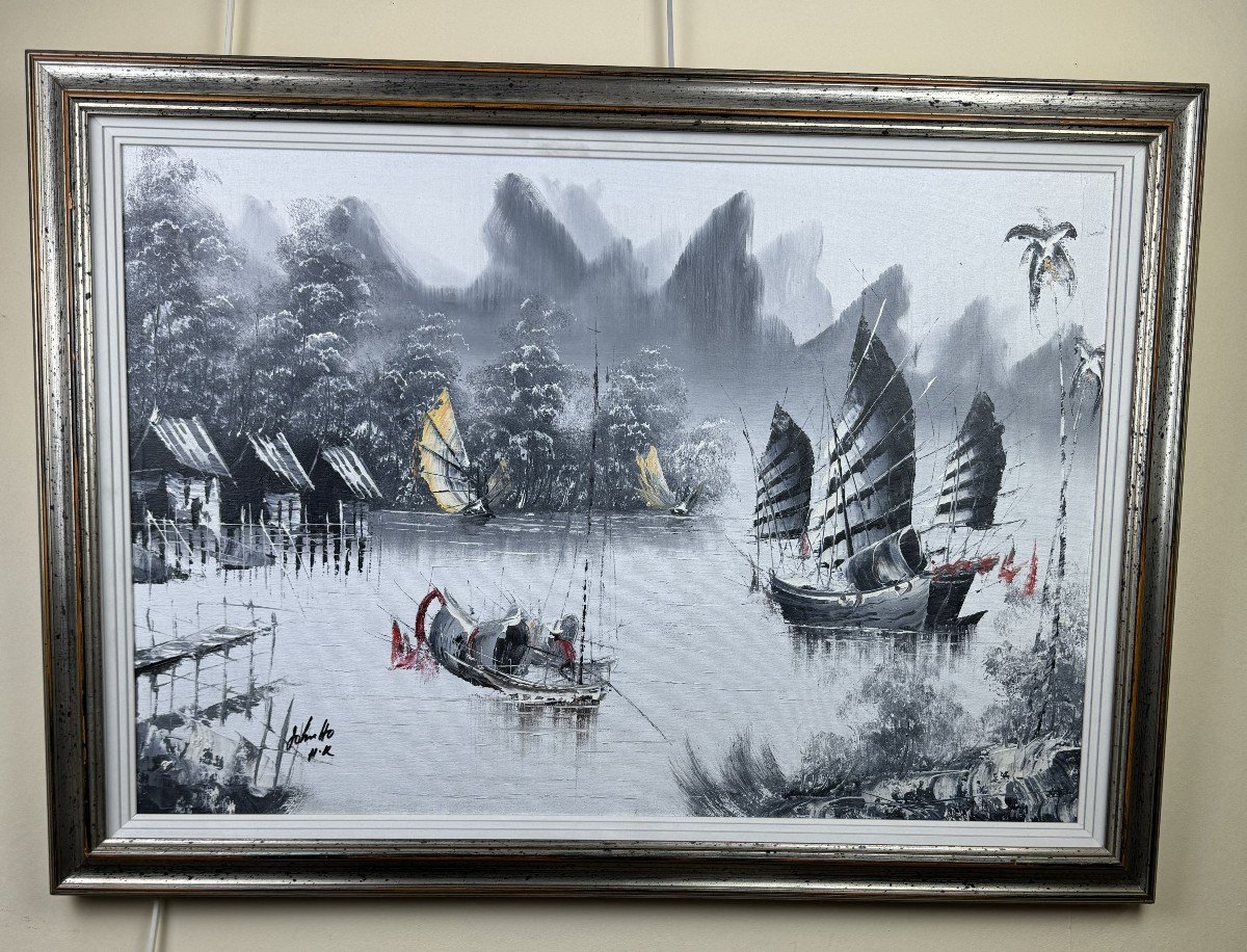 Oil On Canvas Japanese Painting (b)-photo-1