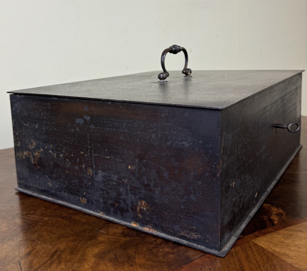 Old Small Portable Metal Safe From The Late 19th Century-photo-2