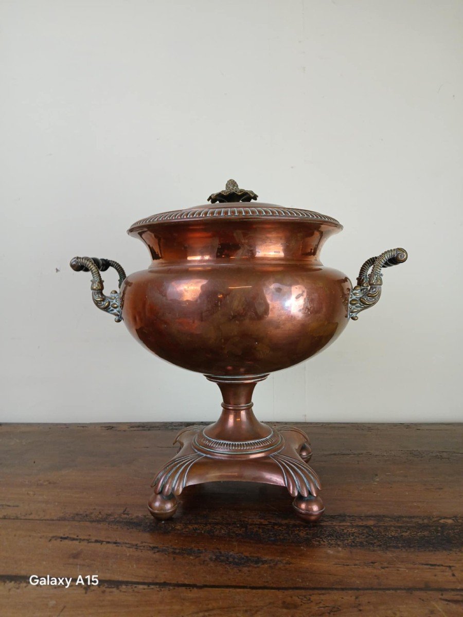 Grand Samovar / Bouilloire Russe En Cuivre 