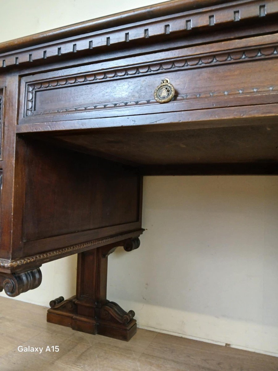 Unusual Renaissance Style Center Desk Made In The Mid-19th Century In Walnut-photo-1