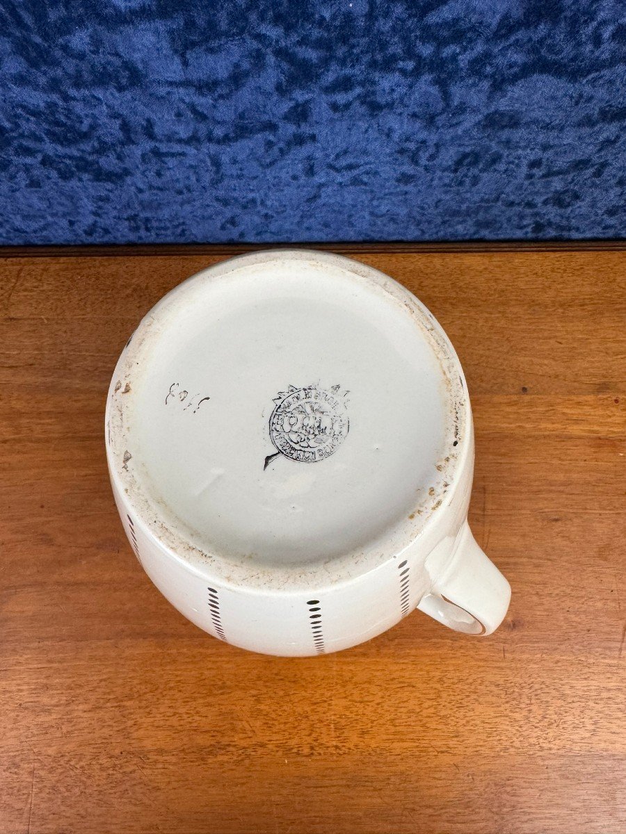 Boch La Louvière Art Deco Period: Large Toilet Jug With Porcelain Bowl -photo-5