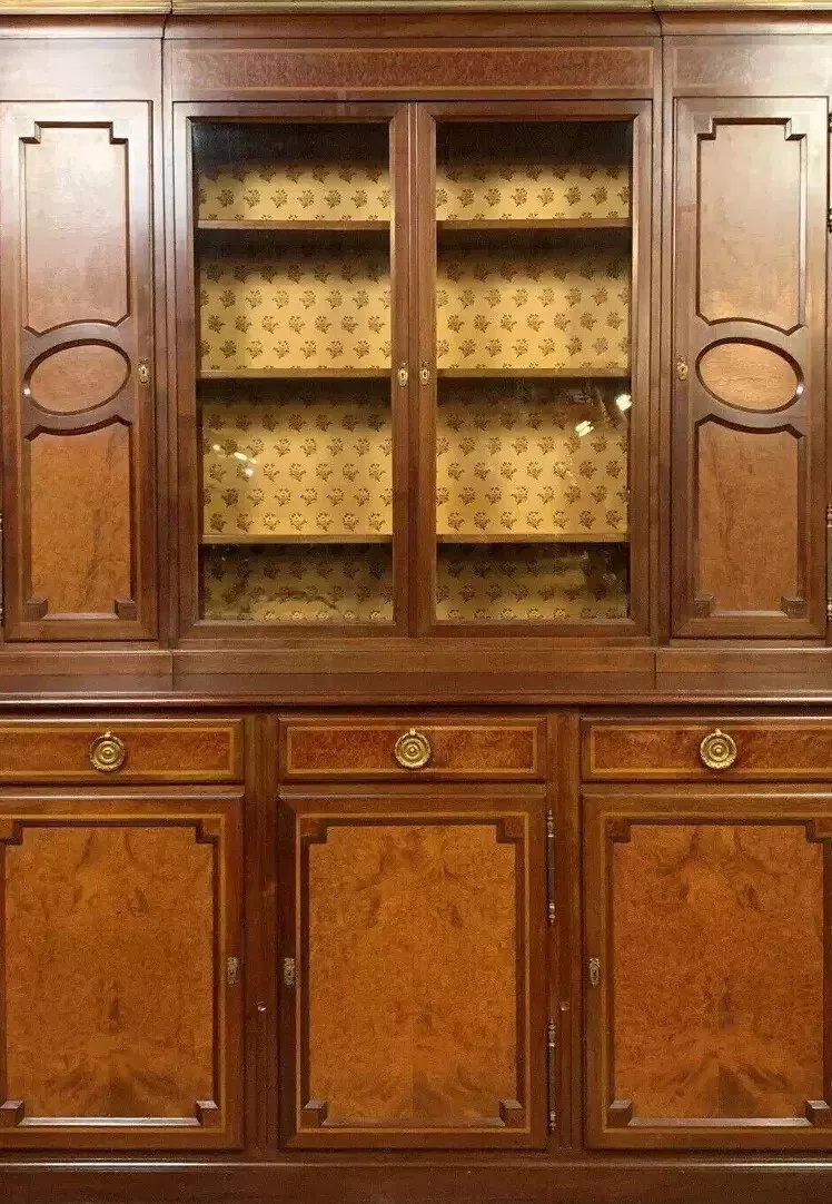 Louis XVI Style Bookcase In Marquetry Stamped Eugène Printz And Sons Circa 1850.-photo-2