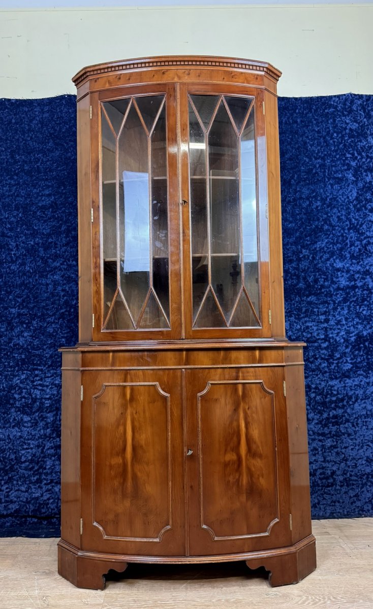 Vitrine Encoignure Anglaise Vintage En Acajou -photo-1
