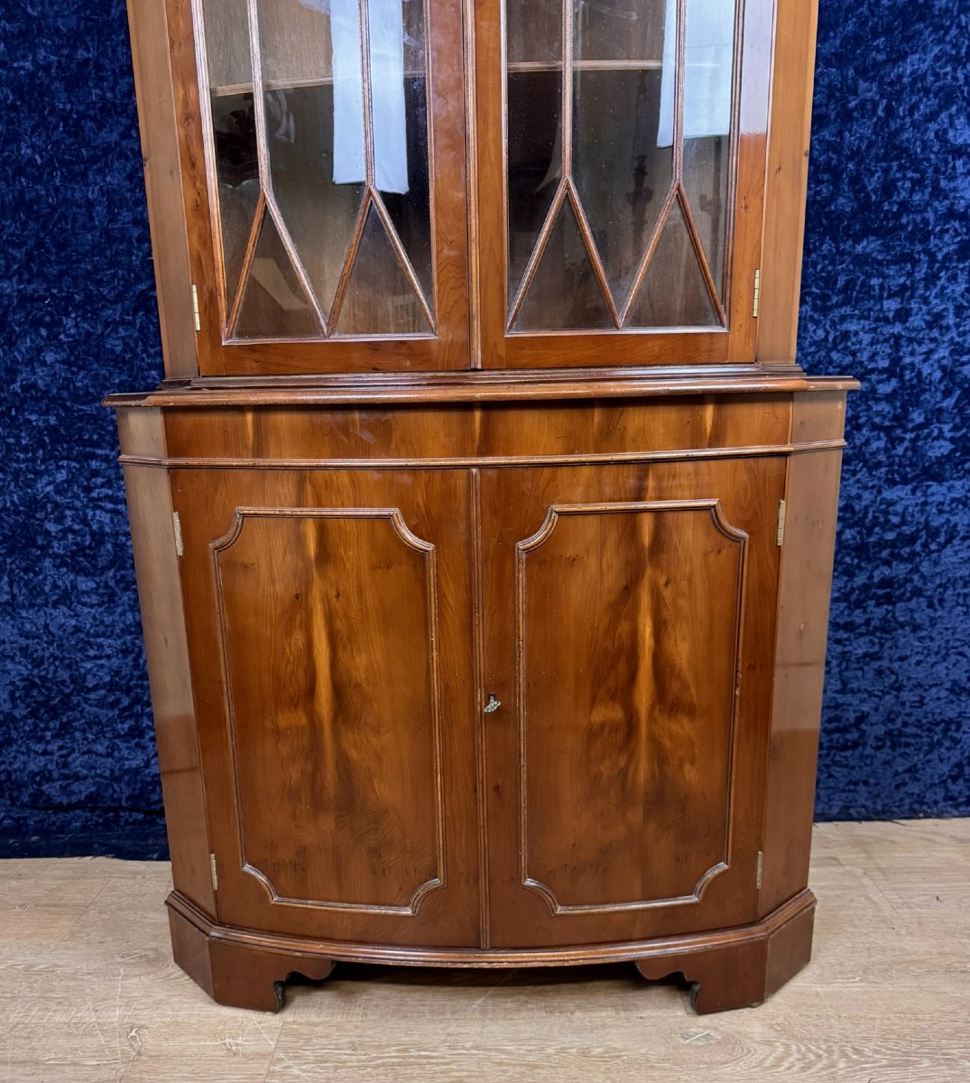Vitrine Encoignure Anglaise Vintage En Acajou -photo-3