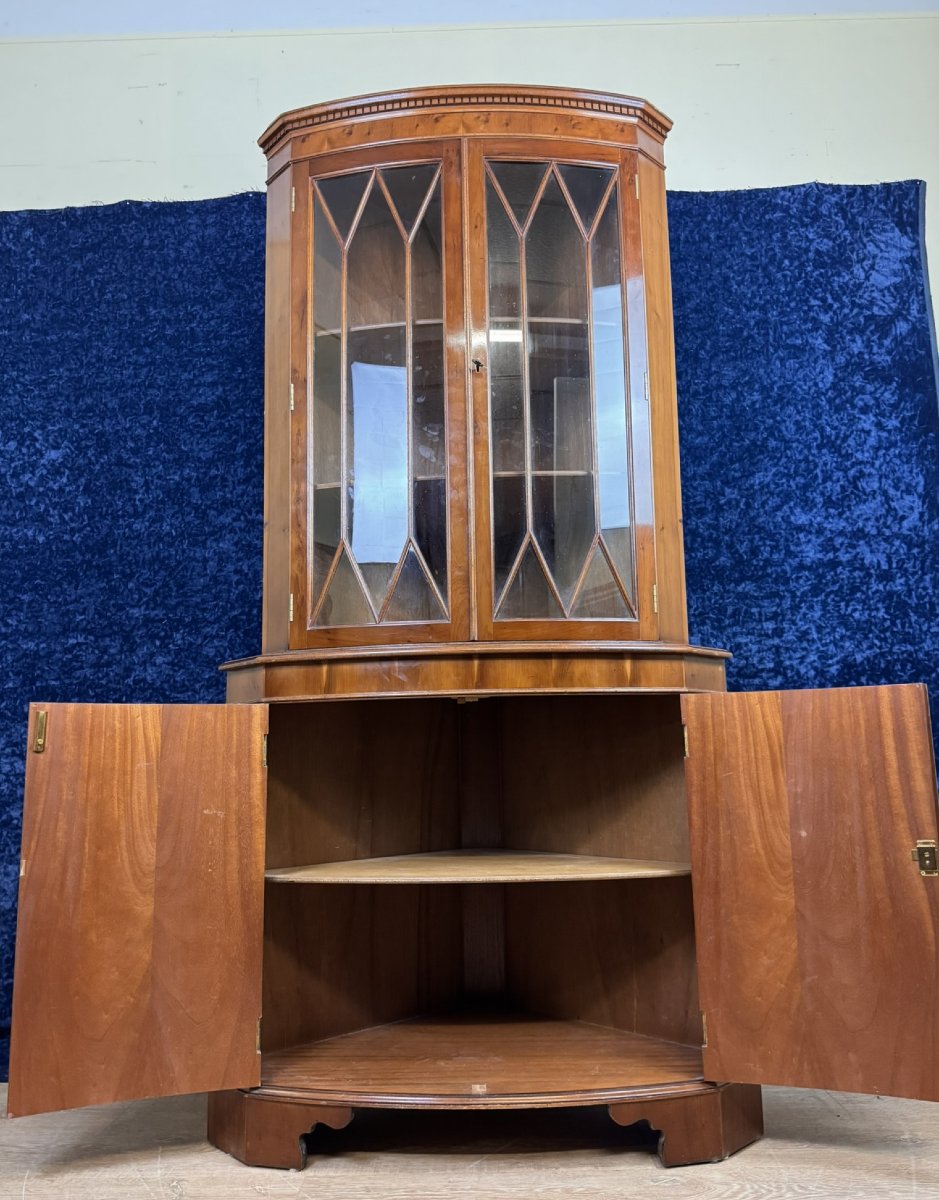 Vitrine Encoignure Anglaise Vintage En Acajou -photo-5
