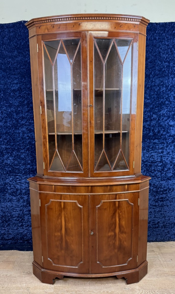 Vitrine Encoignure Anglaise Vintage En Acajou 