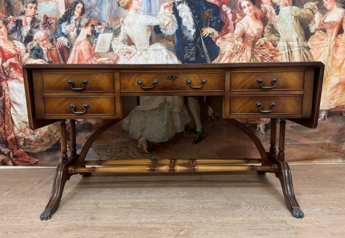 English Double-sided Mahogany Desk -photo-1