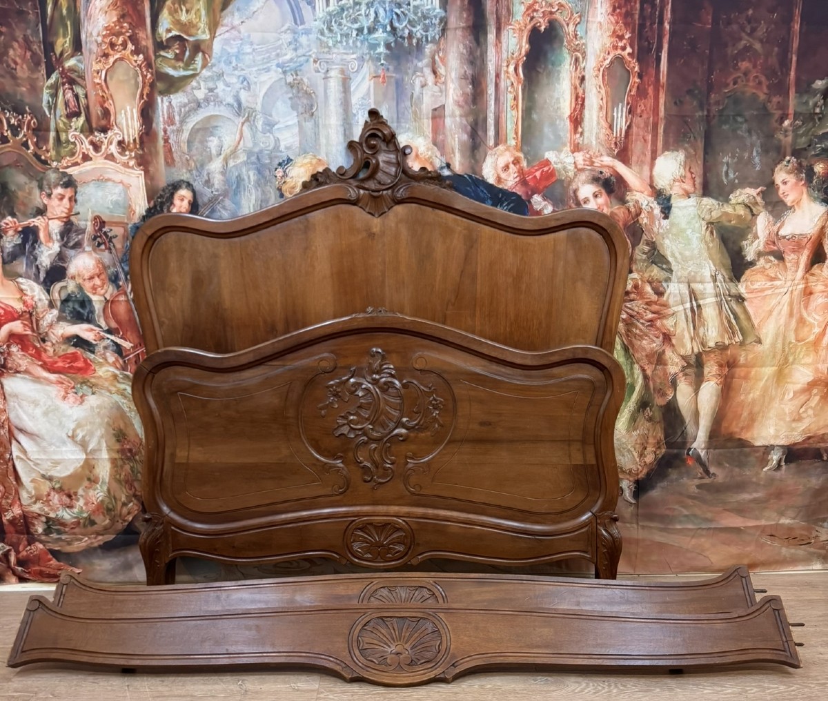 Louis XV Style Walnut Bed